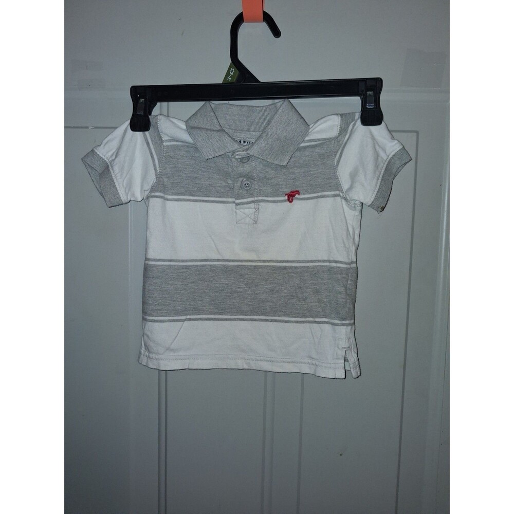 Wrangler Baby Boys Polo Shirt Gray White Striped Red Horse Logo 18M